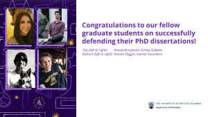 Congratulations to our fellow graduate students on successfully defending their PhD dissertations!
